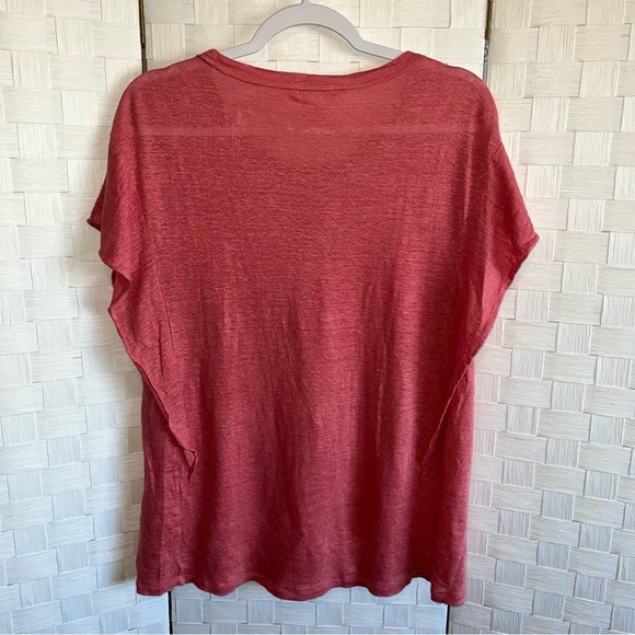 Sundance Womens 100% Linen Ruffle Tee Blouse Size XS Basic Spring Flutter Sleeve - Picture 10 of 12